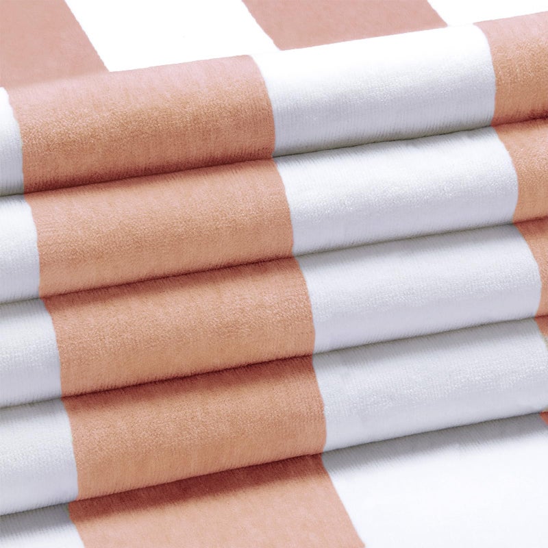 HENBAY Cotton Oversized Beach Towel - Large 70 x 35 Inch Pool Towel, Orange Striped Quick Dry Swimming Cabana Towel - Image 2